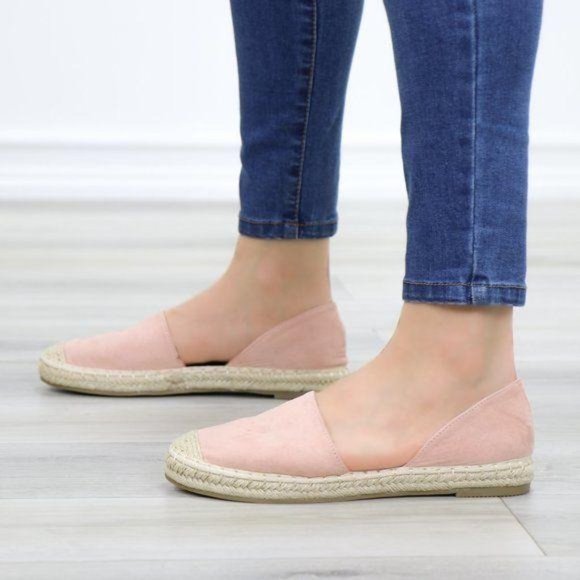 Rose Vegan Suede Flat Slip On Loafer Espadrille - Picture 5 of 12